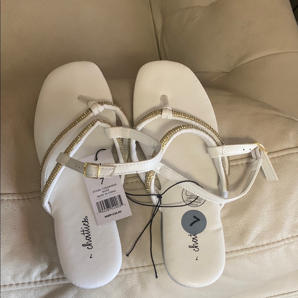 Chatties White and Gold Women's Sandals